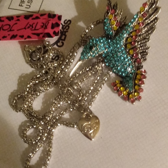 New Betesy Johnson blue hummingbird brooch/necklac - Picture 2 of 3